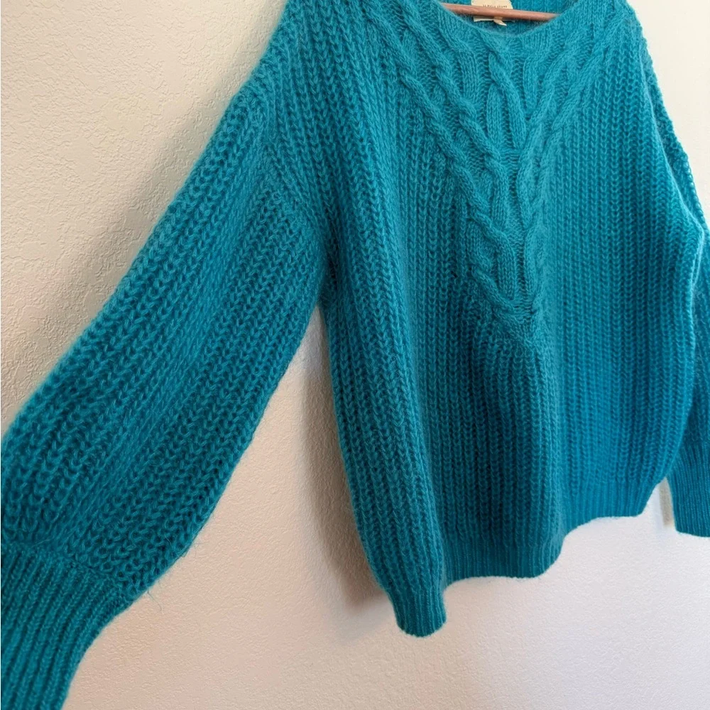 La Maille Sézane Jules Jumper Turquoise Kid Mohair Knit Womens Large Sweater - Picture 3 of 7